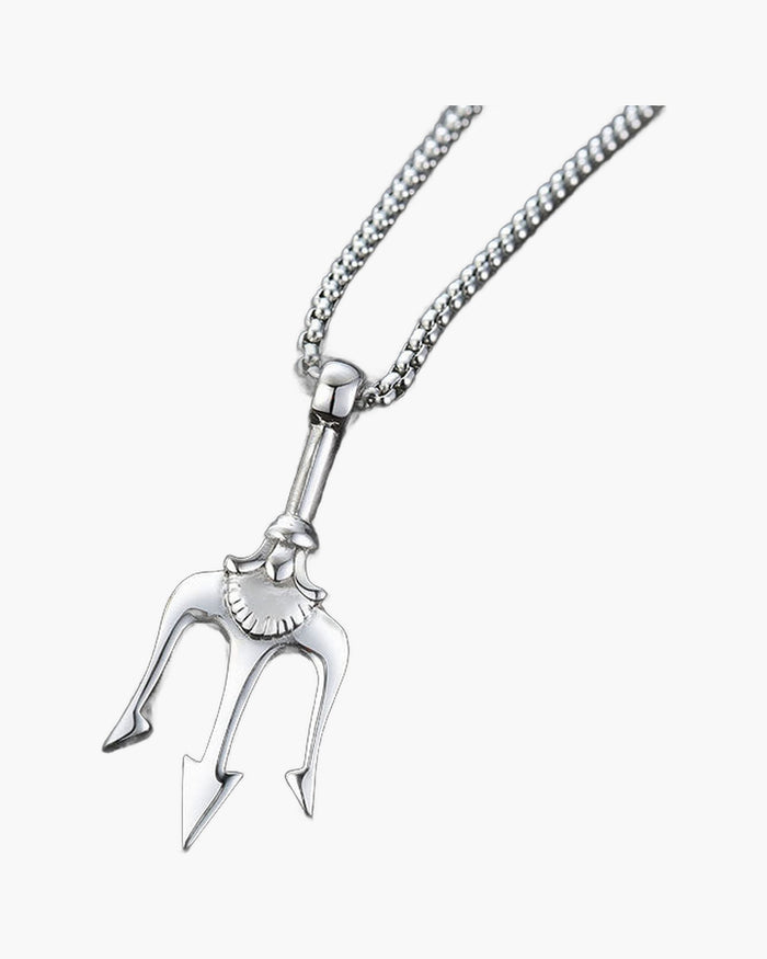The Trident Pendant Necklace in Titanium Steel