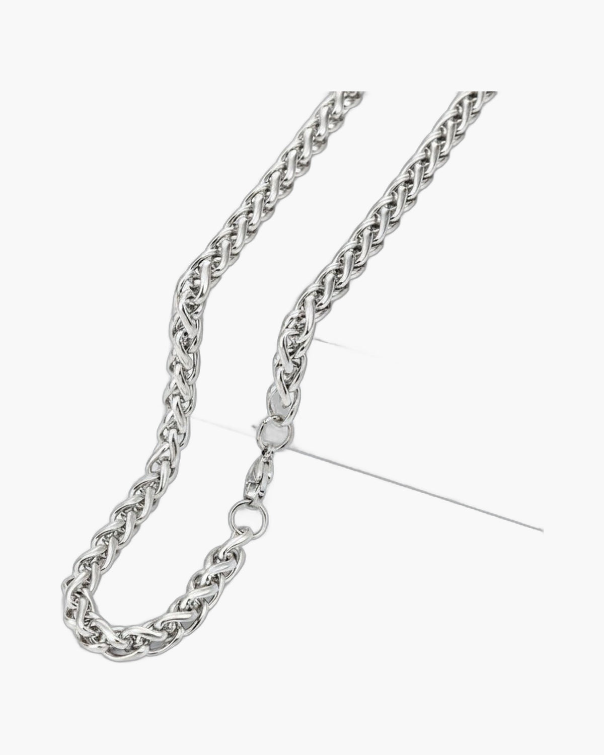 Titanium Steel Wheat Chain Necklace gold-tone on white background view 4