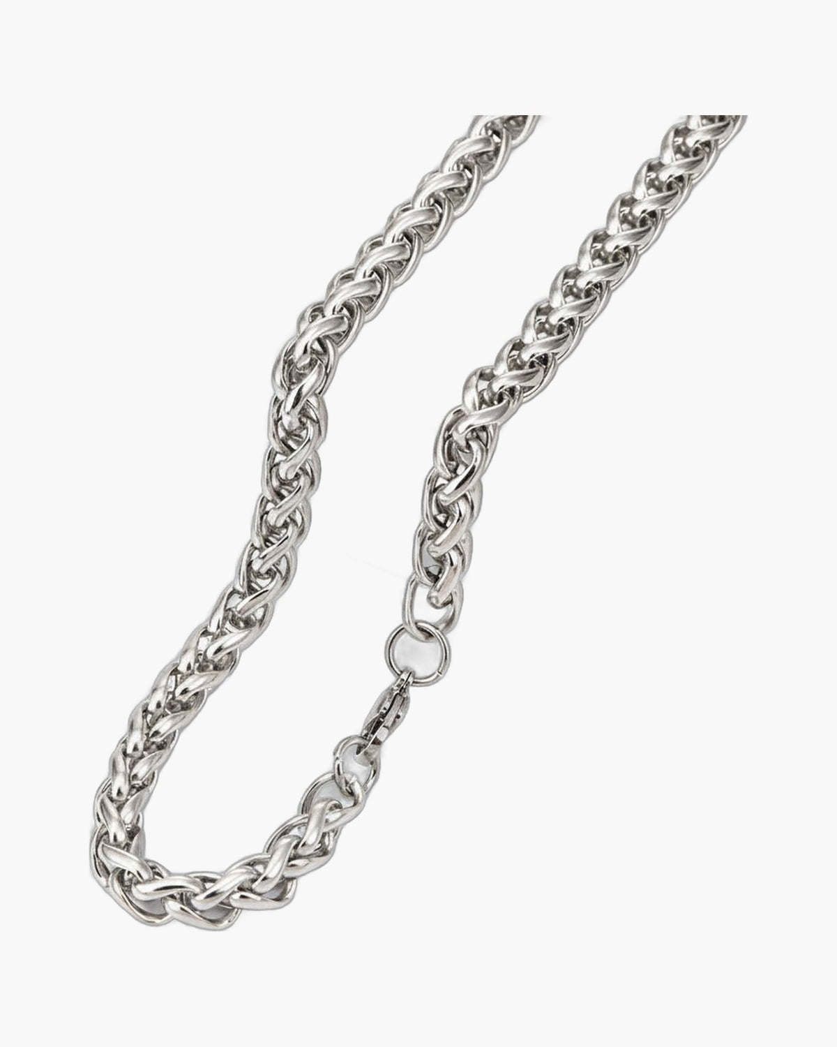 Titanium Steel Wheat Chain Necklace gold-tone on white background view 8