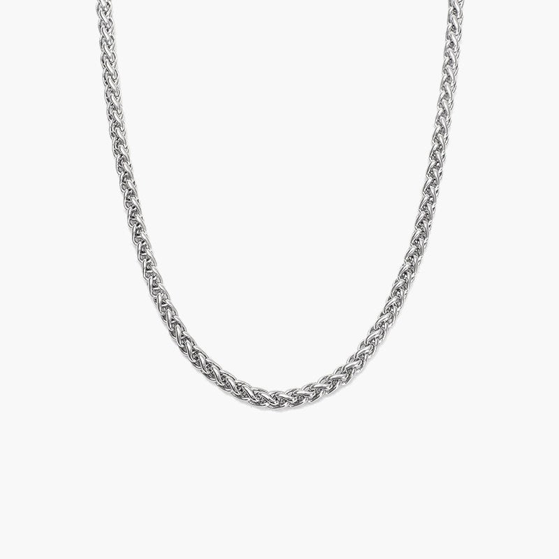 Titanium Steel Wheat Chain Necklace gold black silver finishes view 5