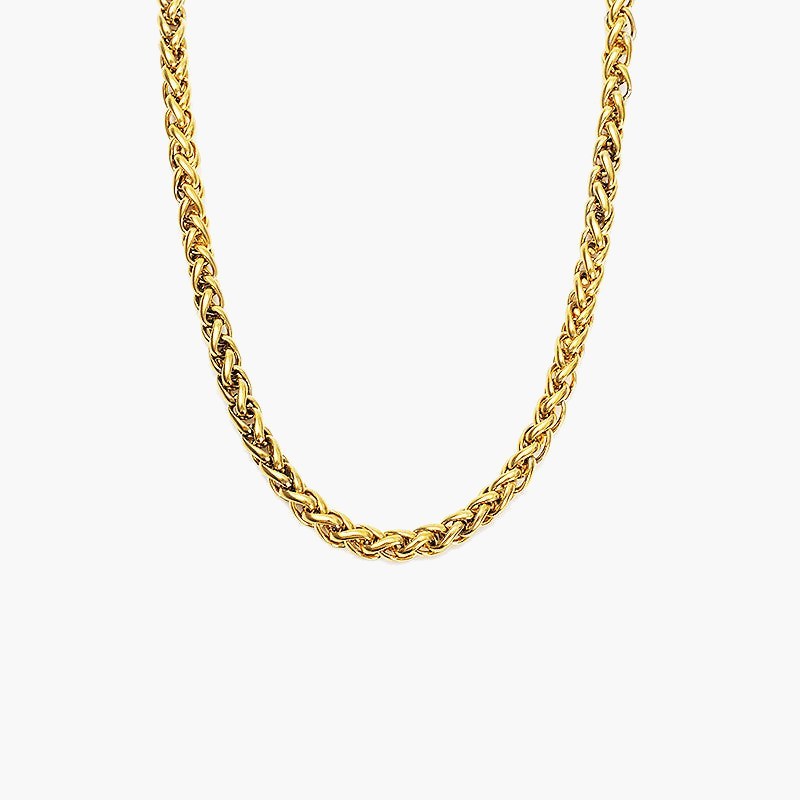 Titanium Steel Wheat Chain Necklace gold black silver finishes
