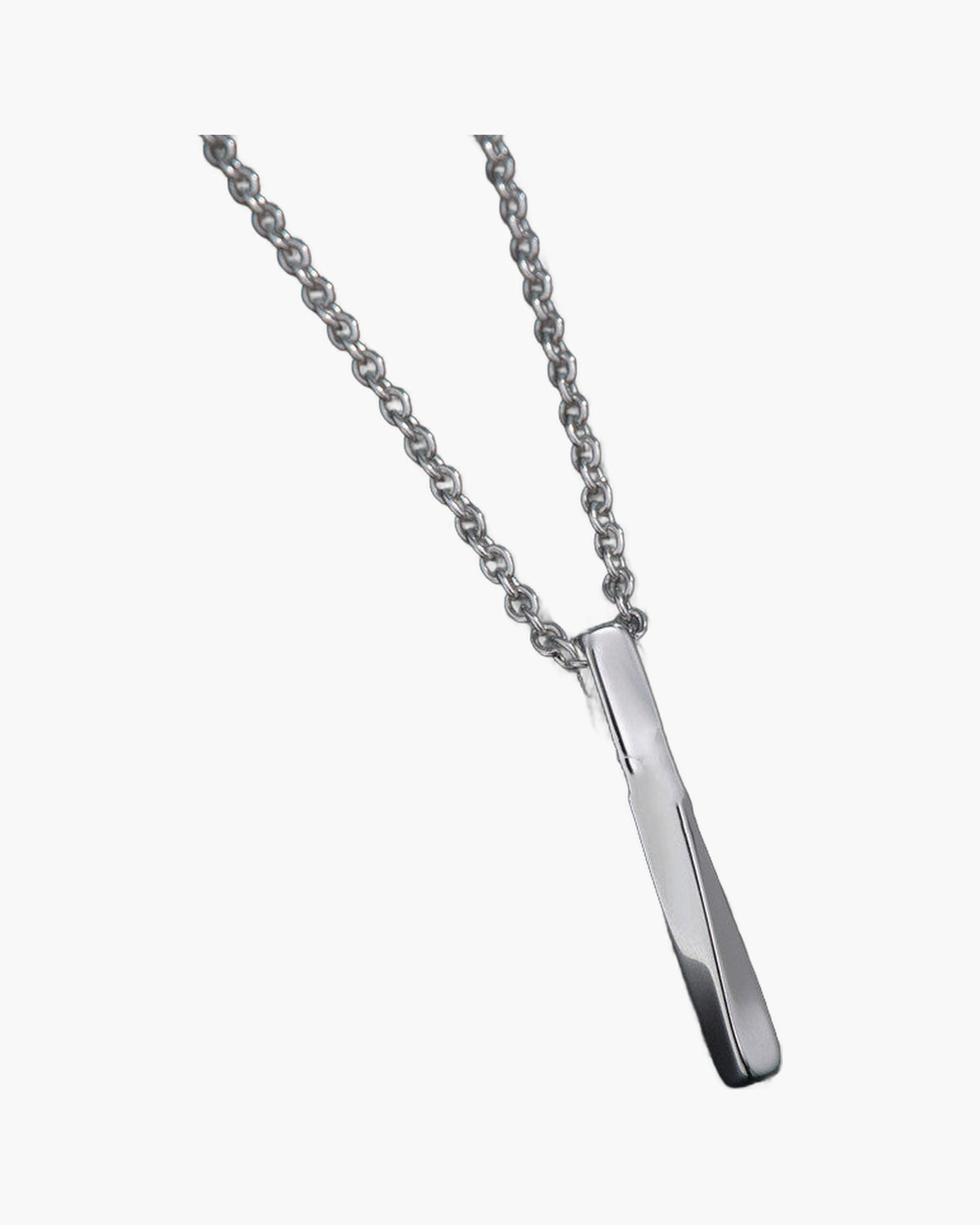 Twisted Bar Pendant Necklace, silver-tone