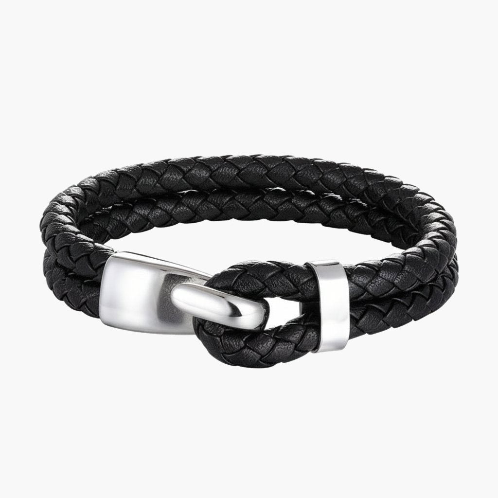 Two-Strand Leather Hook Bracelet, smooth gold-tone finish view 5