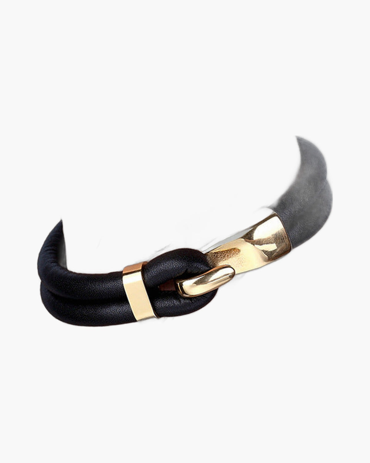 Two-Strand Leather Hook Bracelet, smooth gold-tone finish view 2