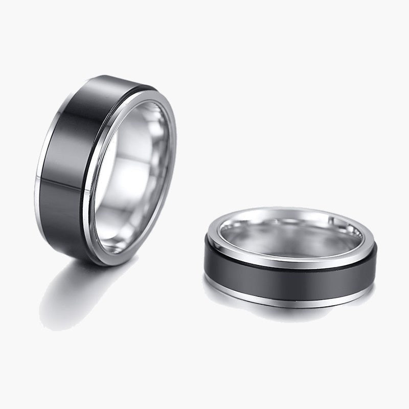 Two-Tone Spinner Stainless Steel Ring on white background
